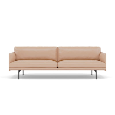 Muuto outline 3 seater sofa with black legs. Made to order from someday designs. #colour_beige-refine-leather
