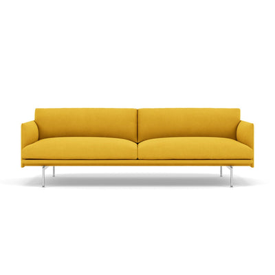 Muuto outline 3 seater sofa with polished aluminium legs. Made to order from someday designs. #colour_hallingdal-457