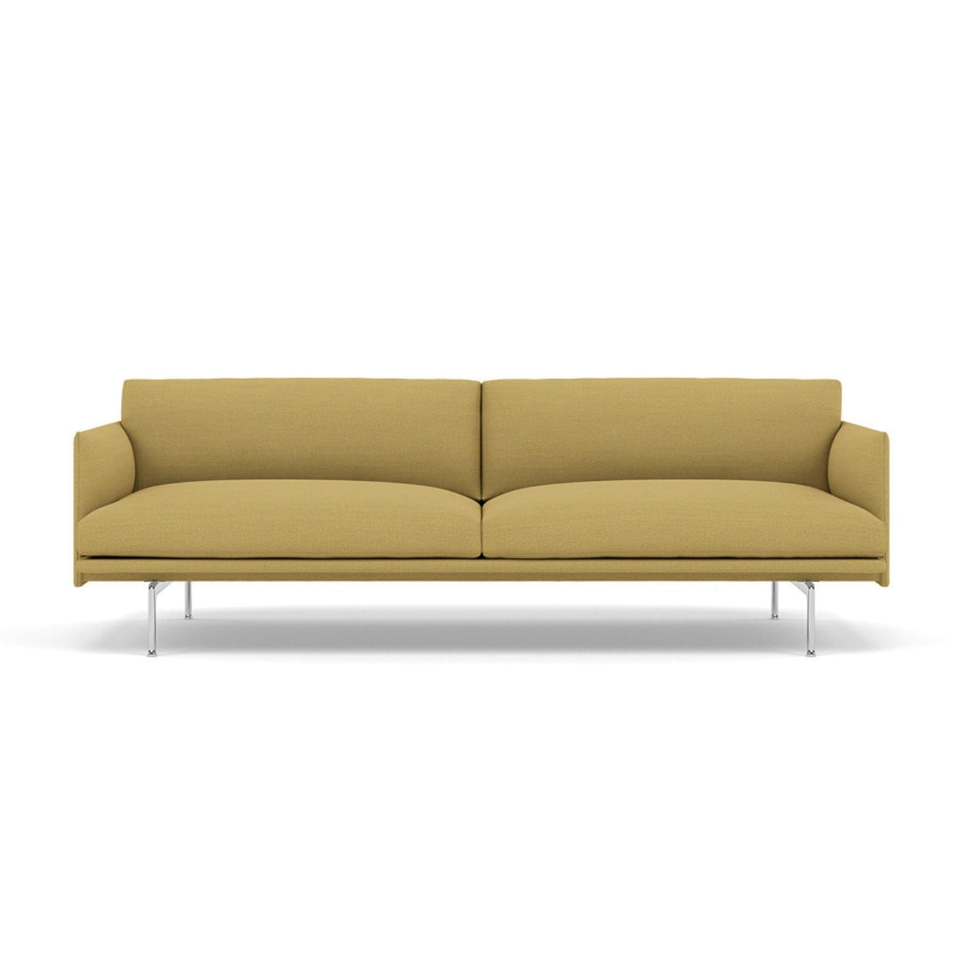 Muuto outline 3 seater sofa with polished aluminium legs. Made to order from someday designs. #colour_hallingdal-407