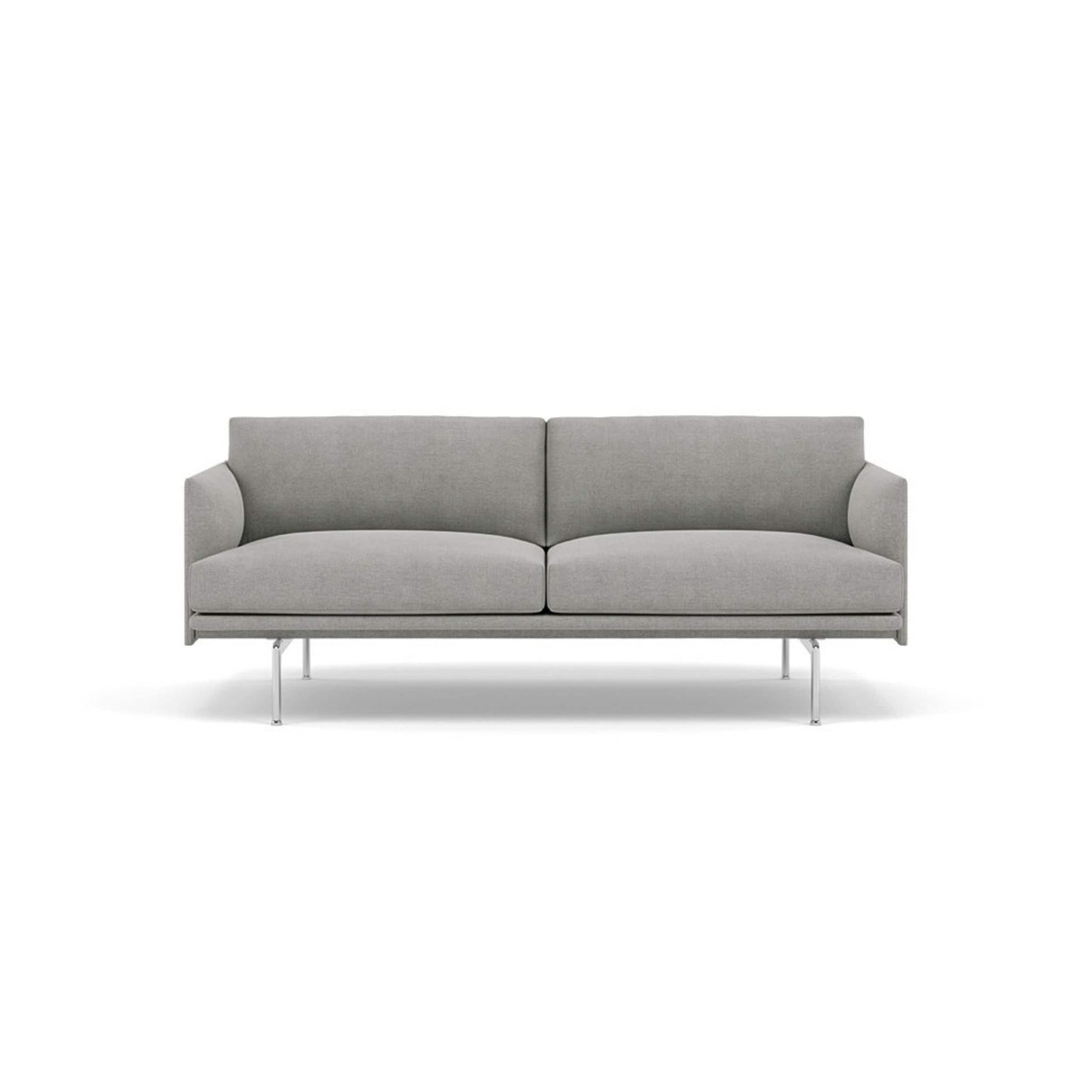muuto outline 2 seater sofa in fiord 151 grey and polished aluminium legs. Made to order from someday designs. #colour_fiord-151