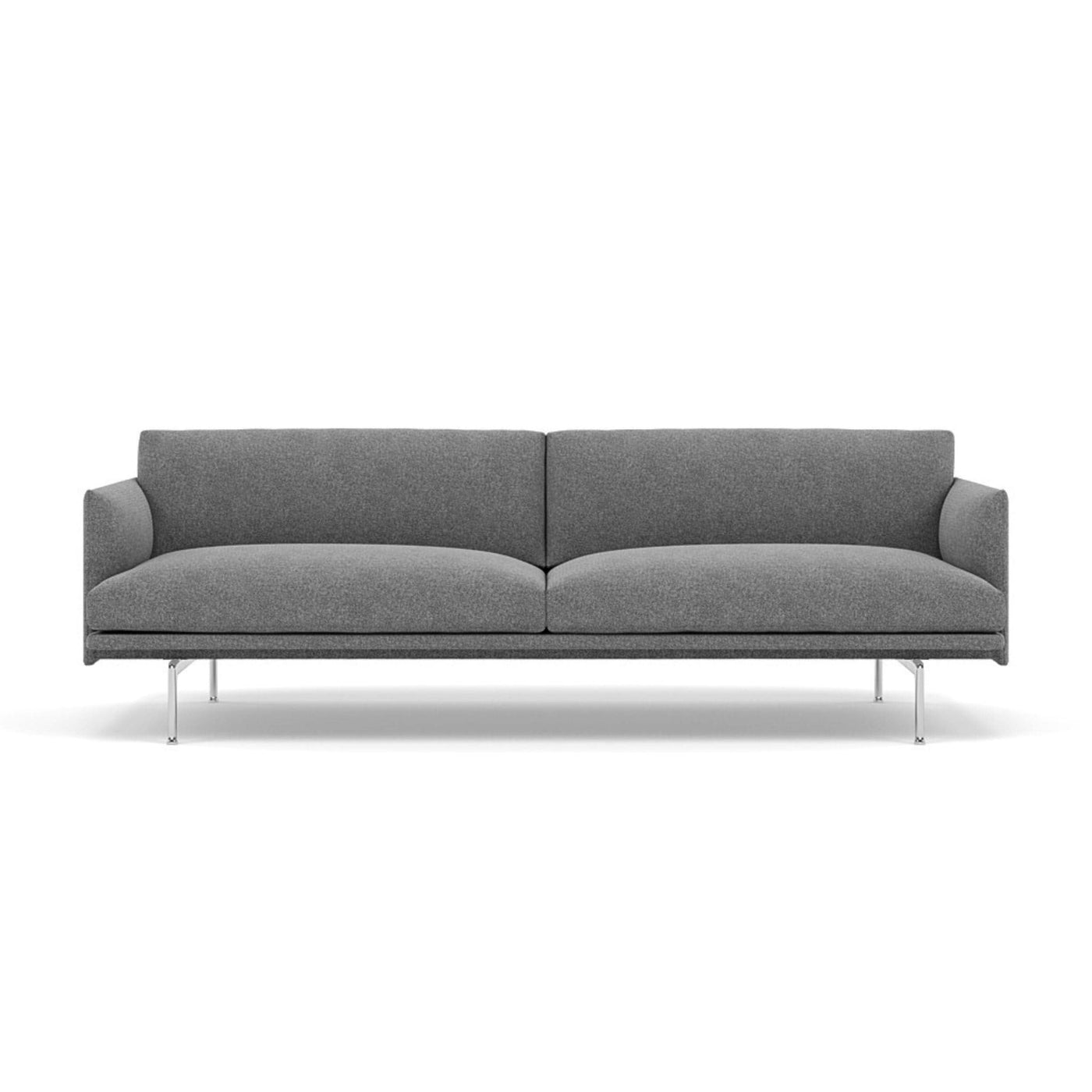 Muuto outline 3 seater sofa with polished aluminium legs. Made to order from someday designs. #colour_hallingdal-166