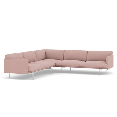muuto outline corner sofa in fiord 551 pink fabric and polished aluminium legs. Made to order from someday designs. #colour_fiord-551