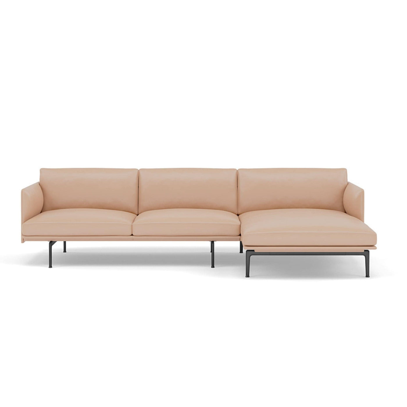 Muuto Outline Chaise Longue sofa in beige refine leather. Made to order from someday designs. #colour_beige-refine-leather