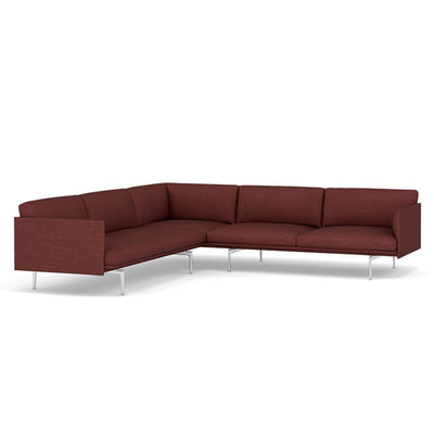 muuto outline corner sofa in canvas 576 red fabric and polished aluminium legs. Made to order from someday designs. #colour_canvas-576-red