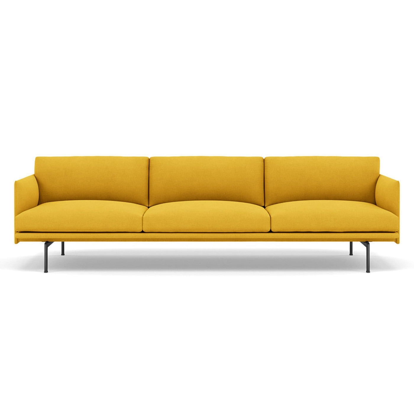 muuto outline 3.5 seater sofa in hallingdal 457 yellow and black legs. Made to order from someday designs. #colour_hallingdal-457