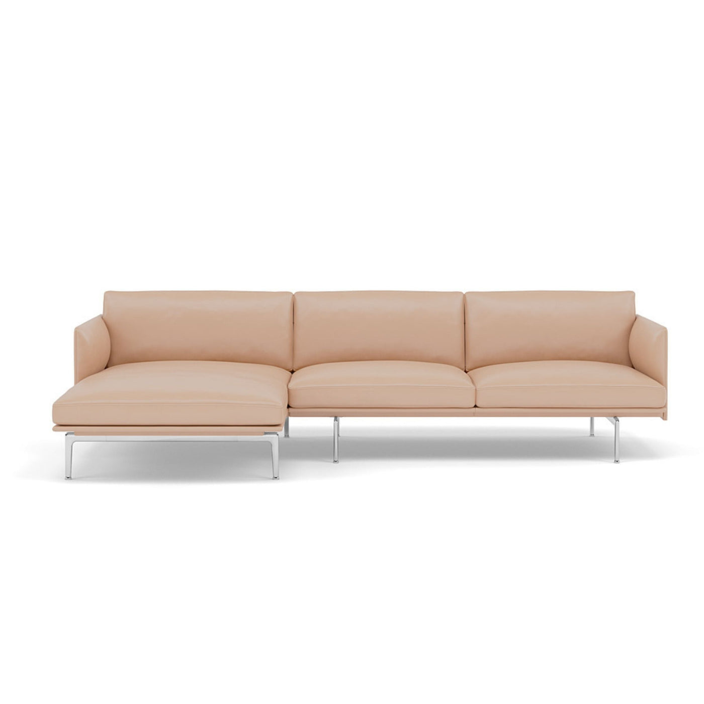 Muuto Outline Chaise Longue sofa in beige refine leather. Made to order from someday designs.  #colour_beige-refine-leather