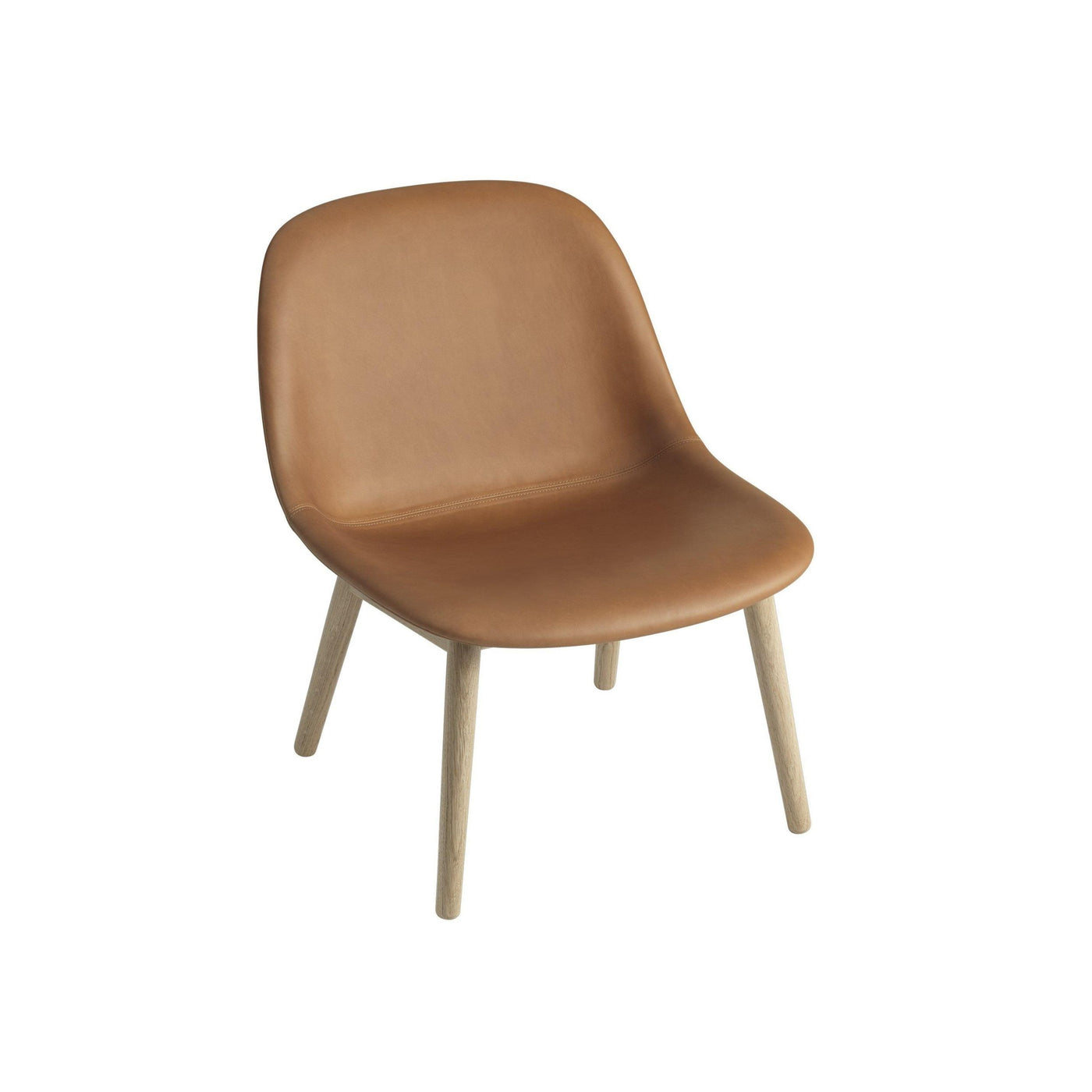 muuto fiber lounge chair wood base cognac refine leather wood base available from someday designs. #colour_cognac-refine-leather
