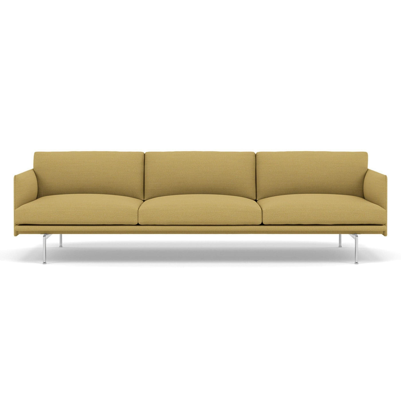 muuto outline 3.5 seater sofa in hallingdal 407 yellow and polished aluminium legs. Made to order from someday designs. #colour_hallingdal-407