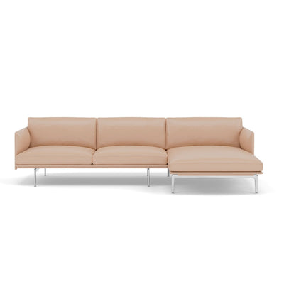Muuto Outline Chaise Longue sofa in stone refine leather. Made to order from someday designs.  #colour_beige-refine-leather