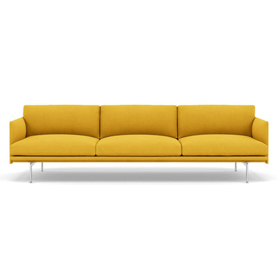 muuto outline 3.5 seater sofa in hallingdal 457 yellow and polished aluminium legs. Made to order from someday designs. #colour_hallingdal-457