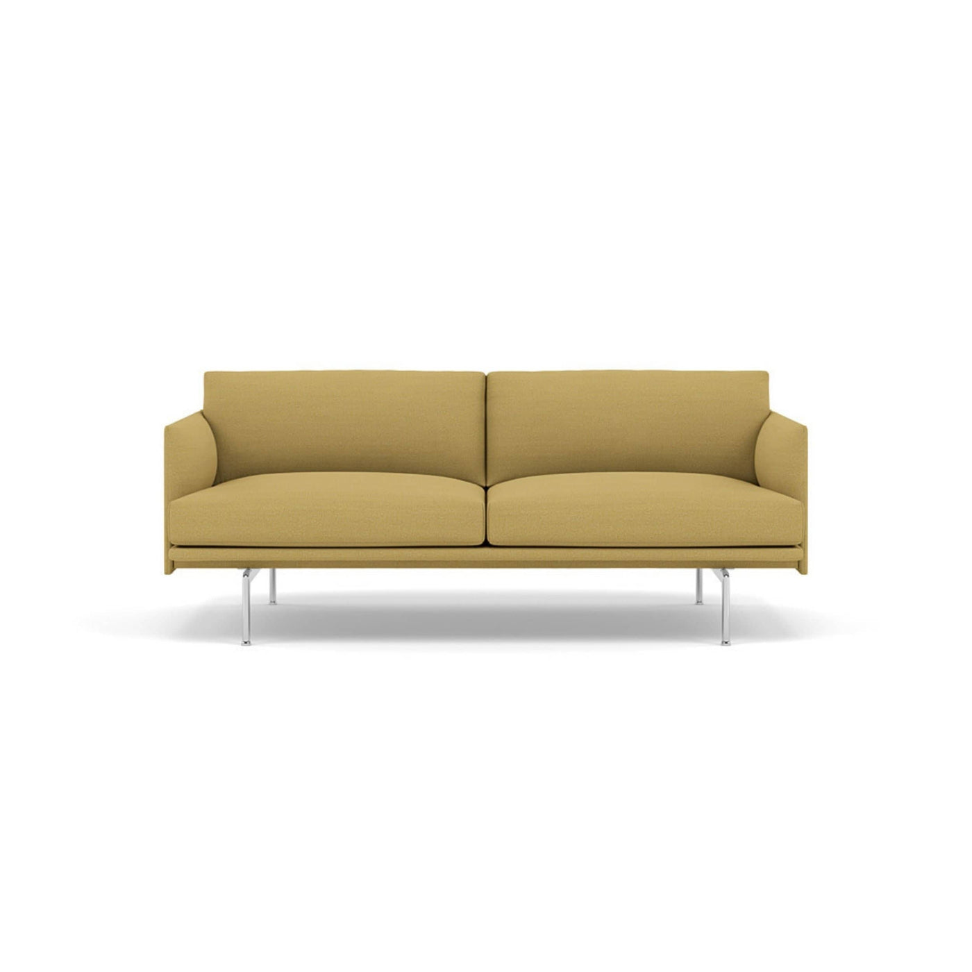 muuto outline 2 seater sofa in hallingdal 407 yellow fabric and polished aluminium legs. Made to order from someday designs. #colour_hallingdal-407