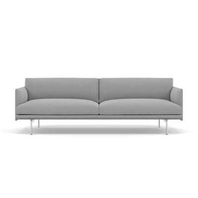 Muuto outline 3 seater sofa with polished aluminium legs. Made to order from someday designs. #colour_steelcut-trio-133