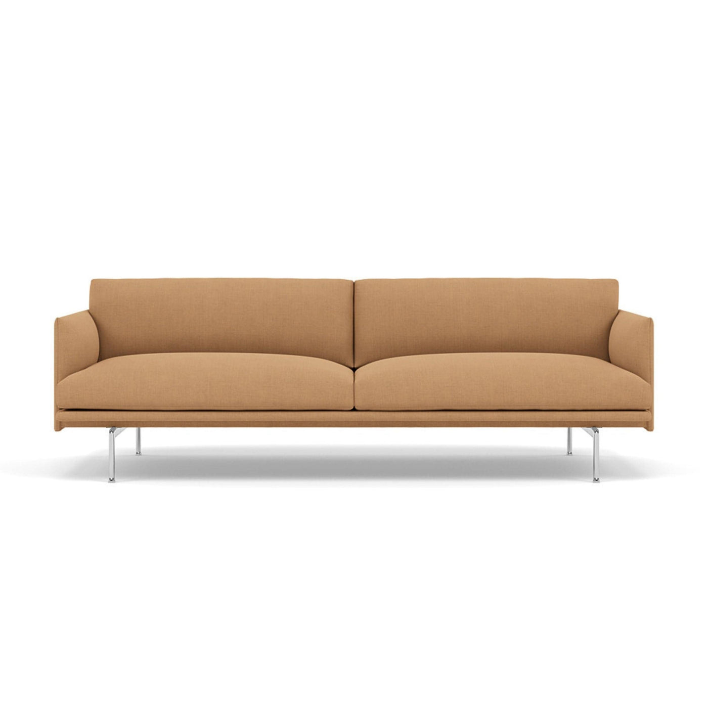 Muuto outline 3 seater sofa with polished aluminium legs. Made to order from someday designs. #colour_fiord-451