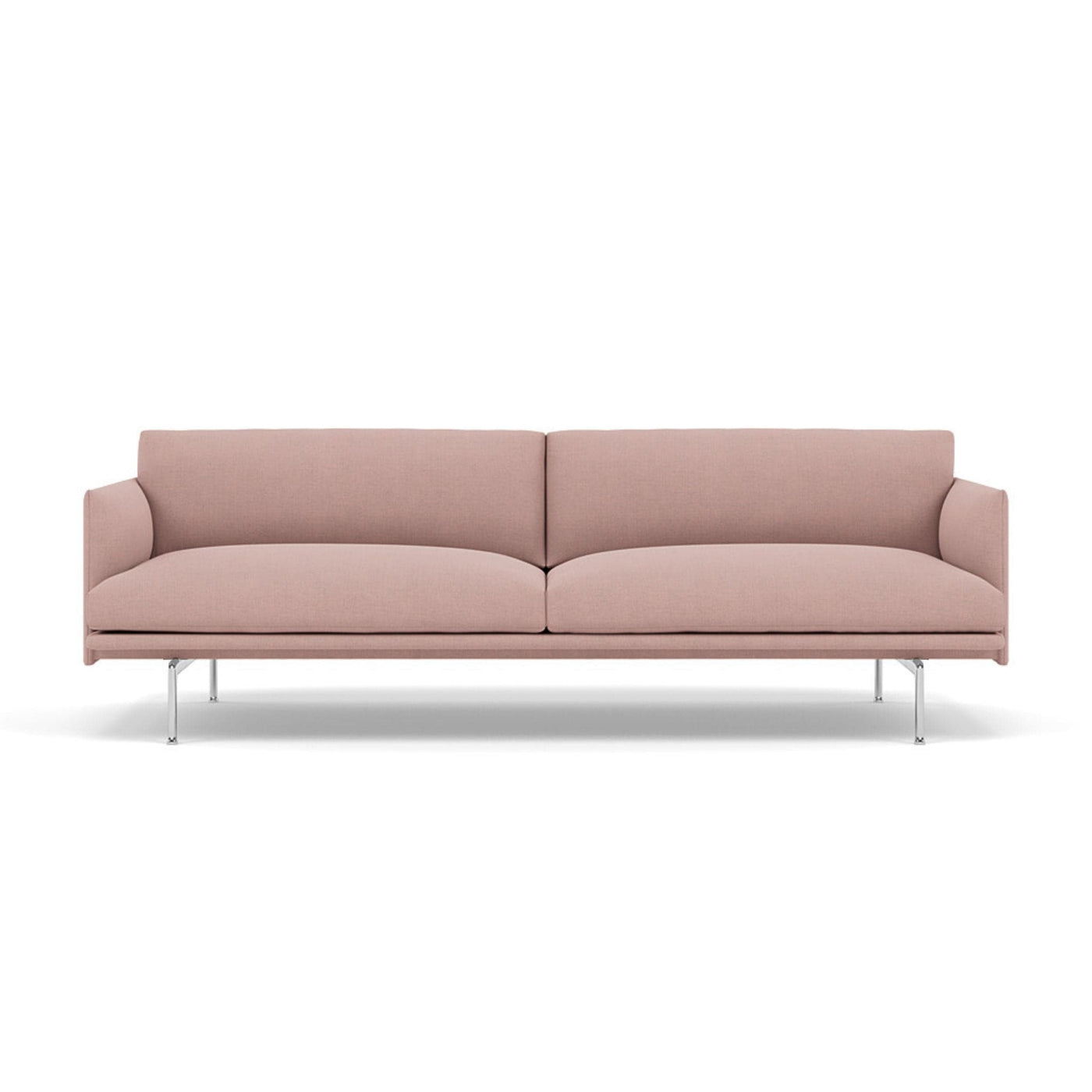 Muuto outline 3 seater sofa with polished aluminium legs. Made to order from someday designs. #colour_fiord-551