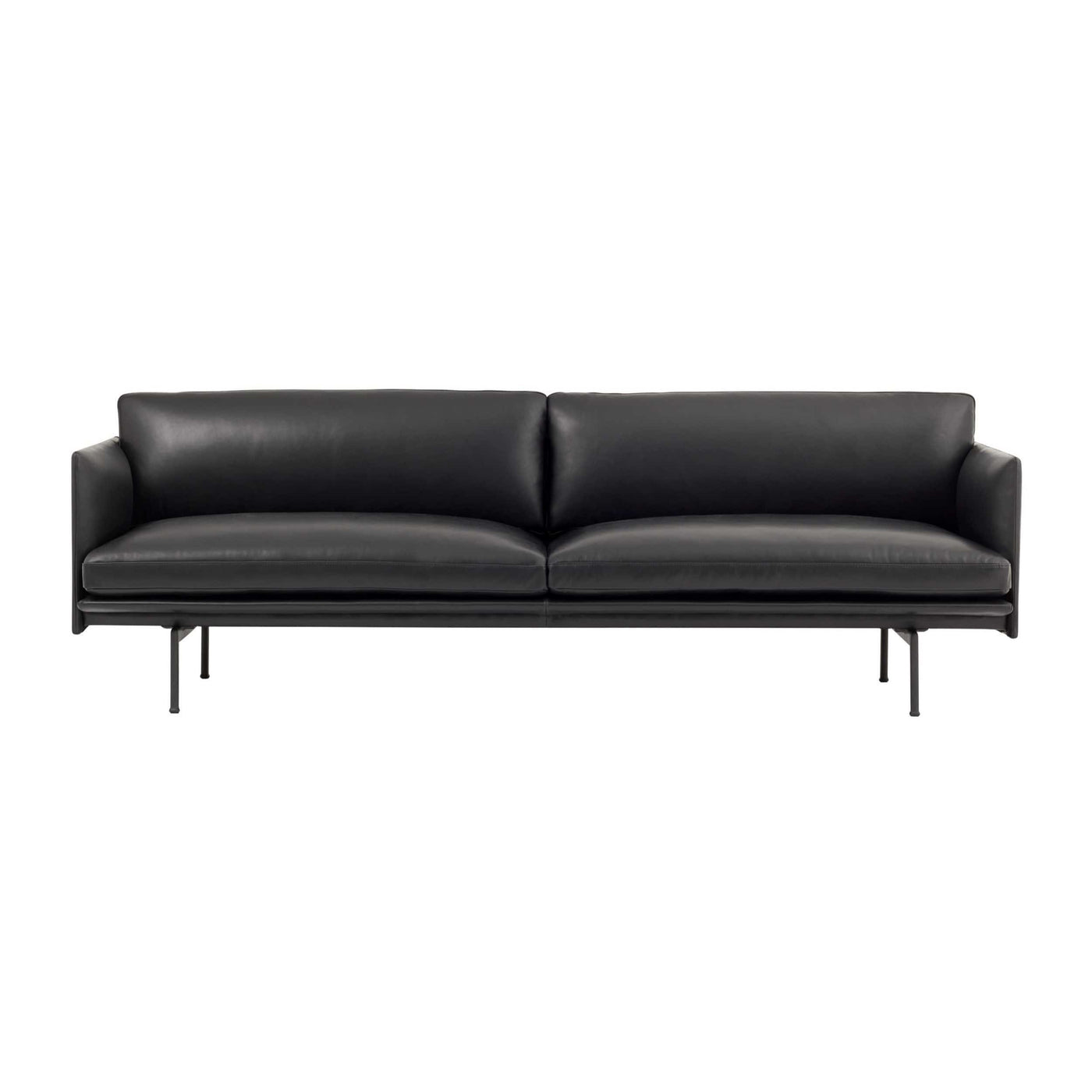 Muuto Outline 3 seater sofa with black legs. Available from someday designs. #colour_black-refine-leather