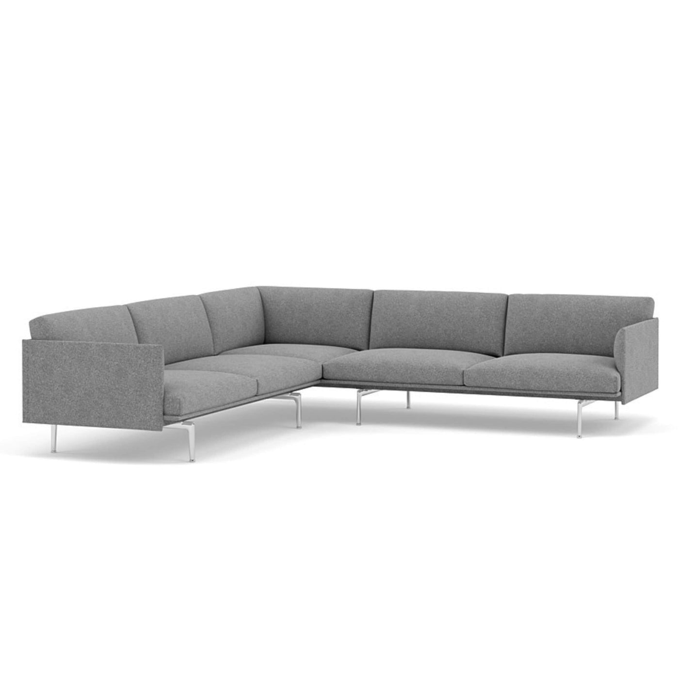 muuto outline corner sofa in hallingdal 166 grey fabric and polished aluminium legs. Made to order from someday designs. #colour_hallingdal-166