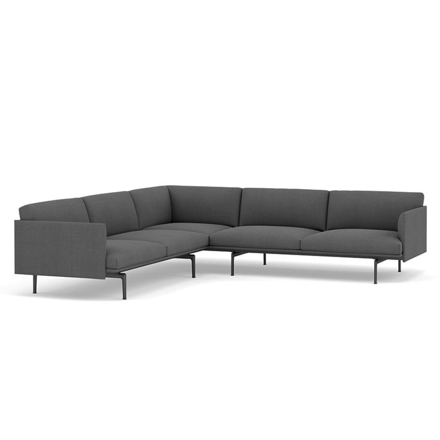 muuto outline corner sofa in remix 163 grey fabric and black legs. Made to order from someday designs. #colour_remix-163