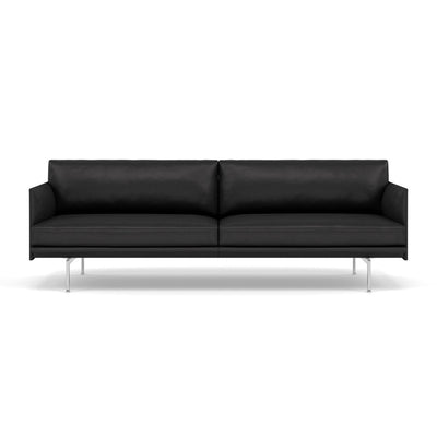Muuto Outline Studio Sofa 220 in black refine leather and polished aluminium legs. Made to order from someday designs. #colour_black-refine-leather