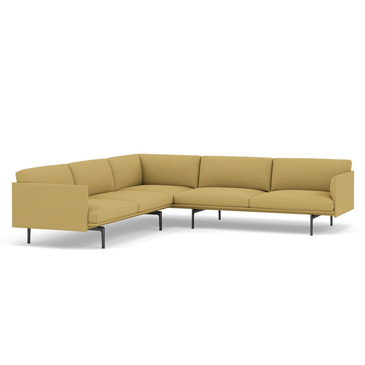muuto outline corner sofa in hallingdal 407 yellow fabric and black legs. Made to order from someday designs. #colour_hallingdal-407