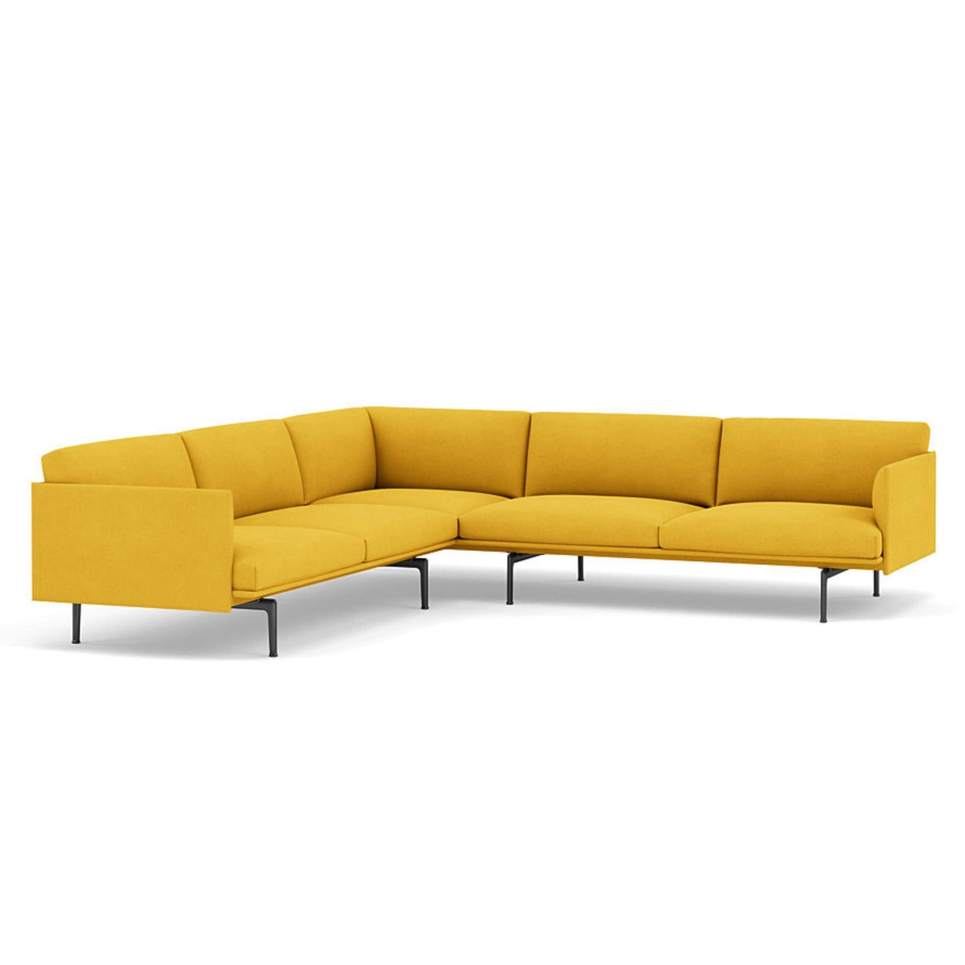muuto outline corner sofa in hallingdal 457 yellow fabric and black legs. Made to order from someday designs. #colour_hallingdal-457