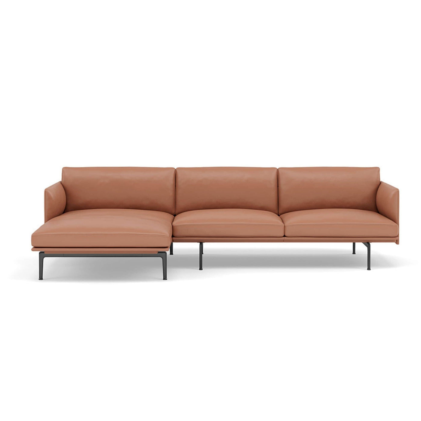 Muuto Outline Chaise Longue sofa in cognac refine leather. Made to order from someday designs. #colour_cognac-refine-leather