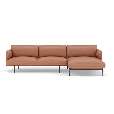 Muuto Outline Chaise Longue sofa in cognac refine leather. Made to order from someday designs. #colour_cognac-refine-leather