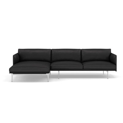 Muuto Outline Chaise Longue sofa in black refine leather. Made to order from someday designs. #colour_black-refine-leather