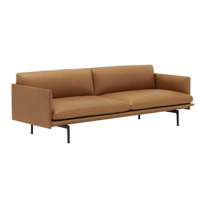 Muuto Outline 3 seater sofa with black legs. Available from someday designs. #colour_cognac-refine-leather