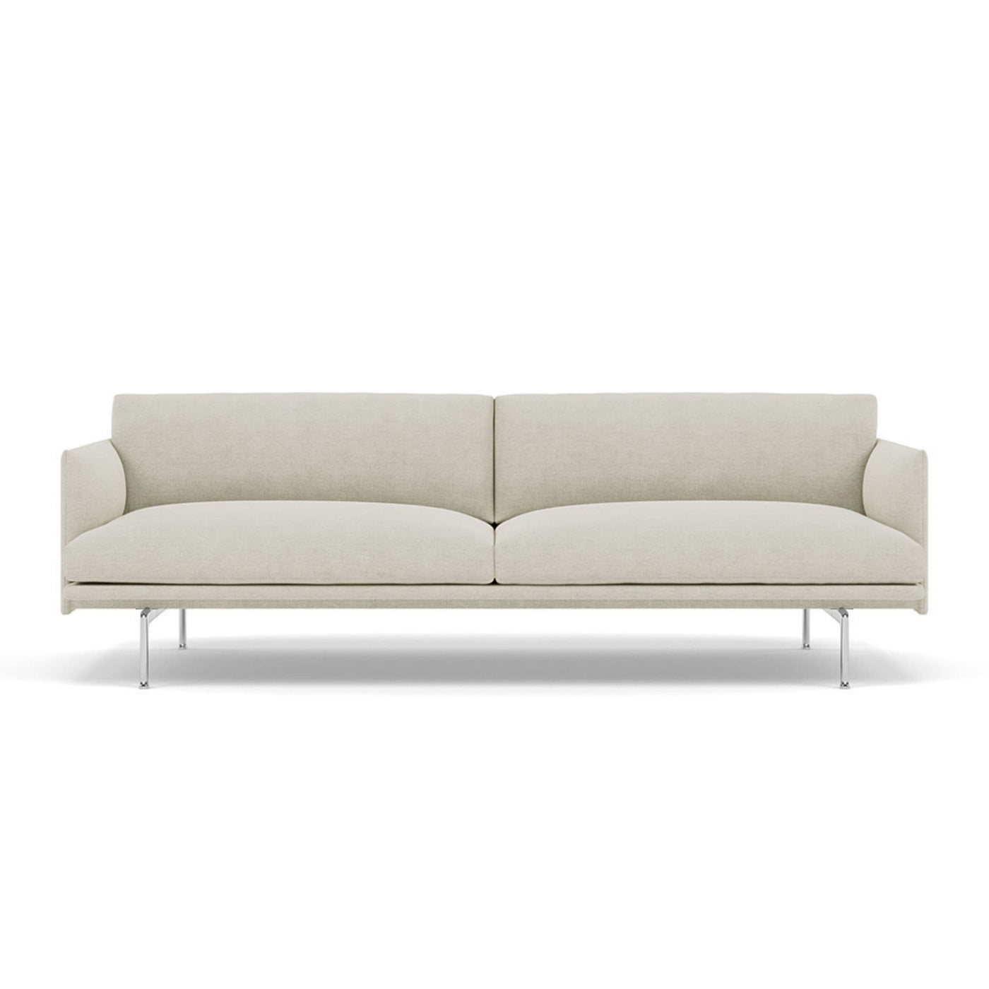 Muuto outline 3 seater sofa with polished aluminium legs. Made to order from someday designs. #colour_fiord-101