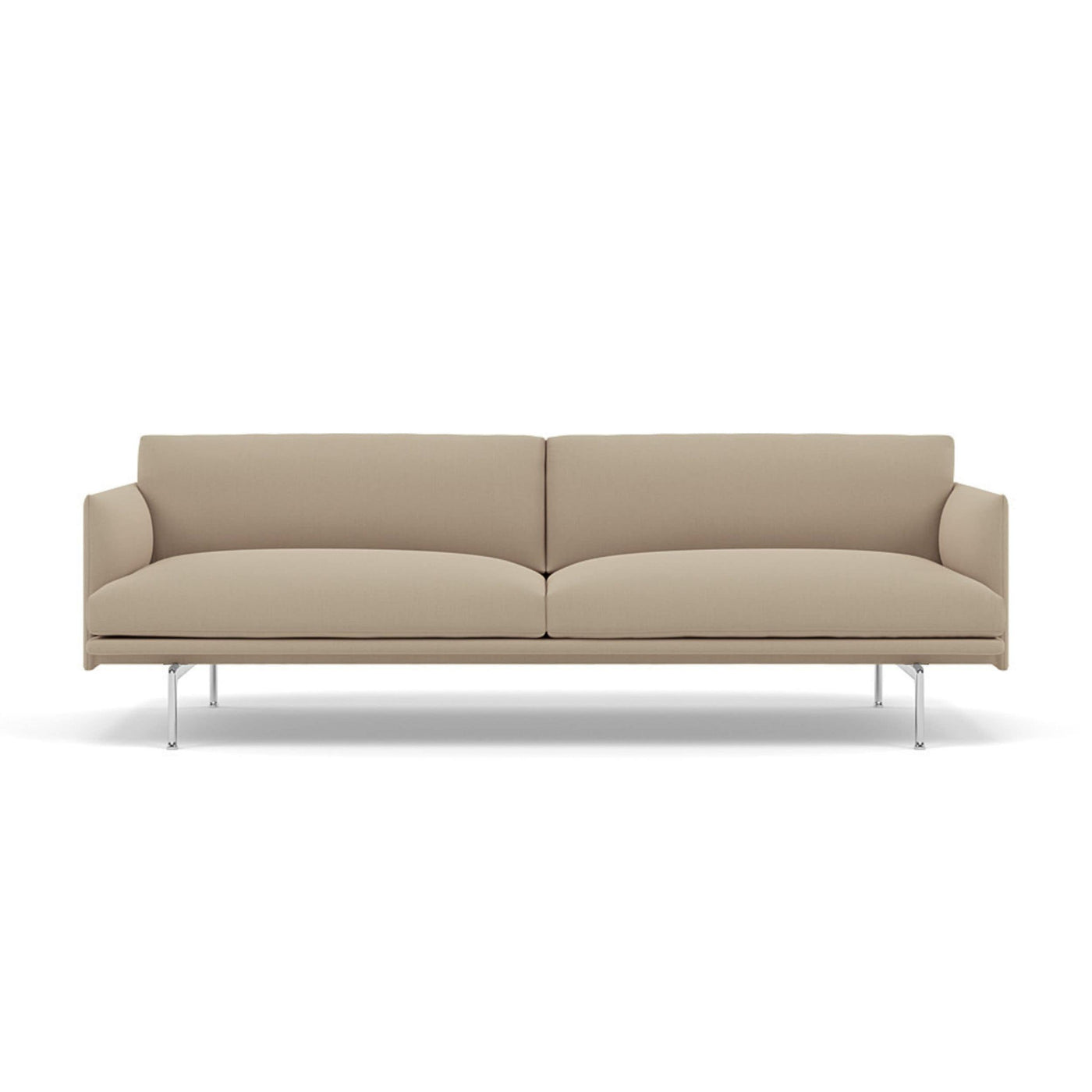 Muuto outline 3 seater sofa with polished aluminium legs. Made to order from someday designs. #colour_clara-248