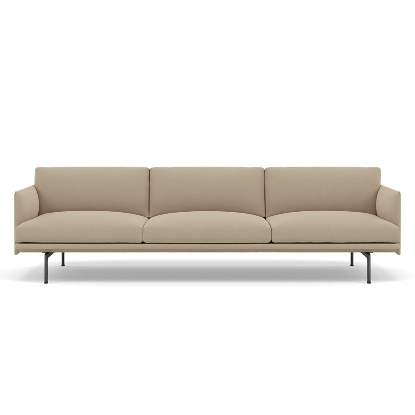 muuto outline 3.5 seater sofa in clara 248 natural fabric and black legs. Made to order from someday designs. #colour_clara-248