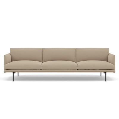 muuto outline 3.5 seater sofa in clara 248 natural fabric and black legs. Made to order from someday designs. #colour_clara-248