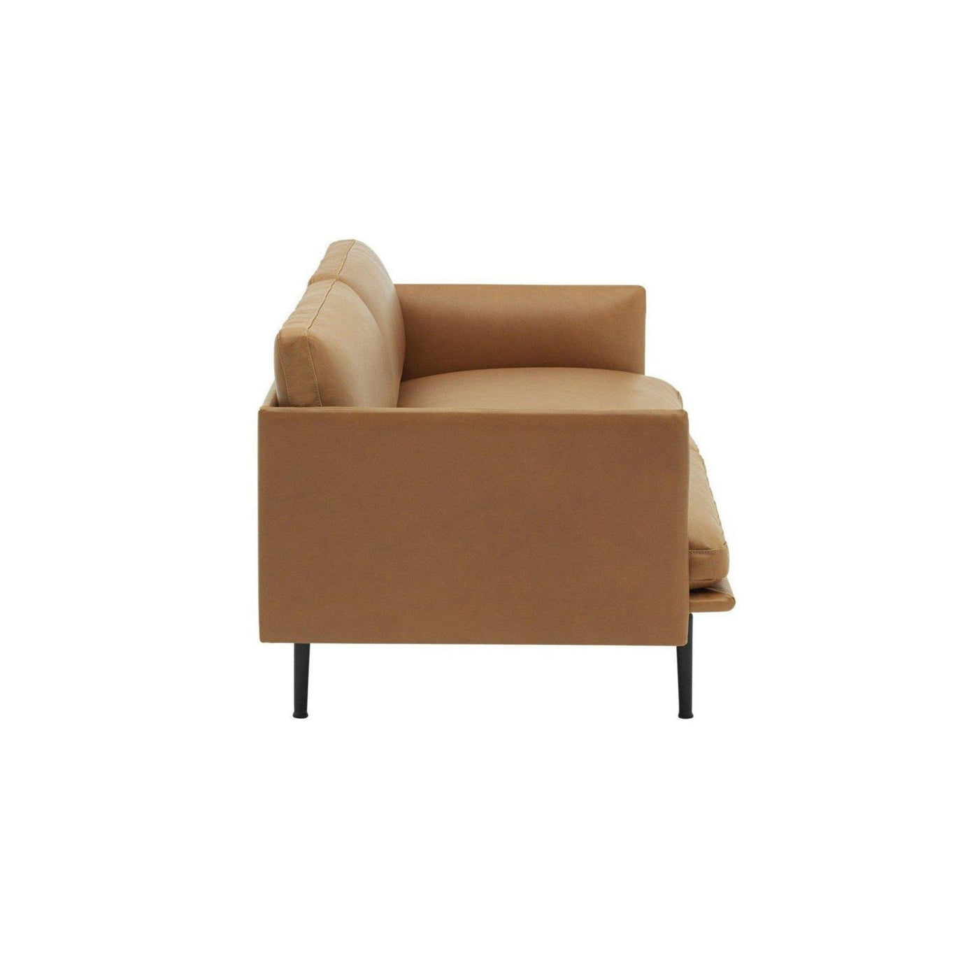 Muuto Outline 3 seater sofa with black legs. Available from someday designs. #colour_cognac-refine-leather