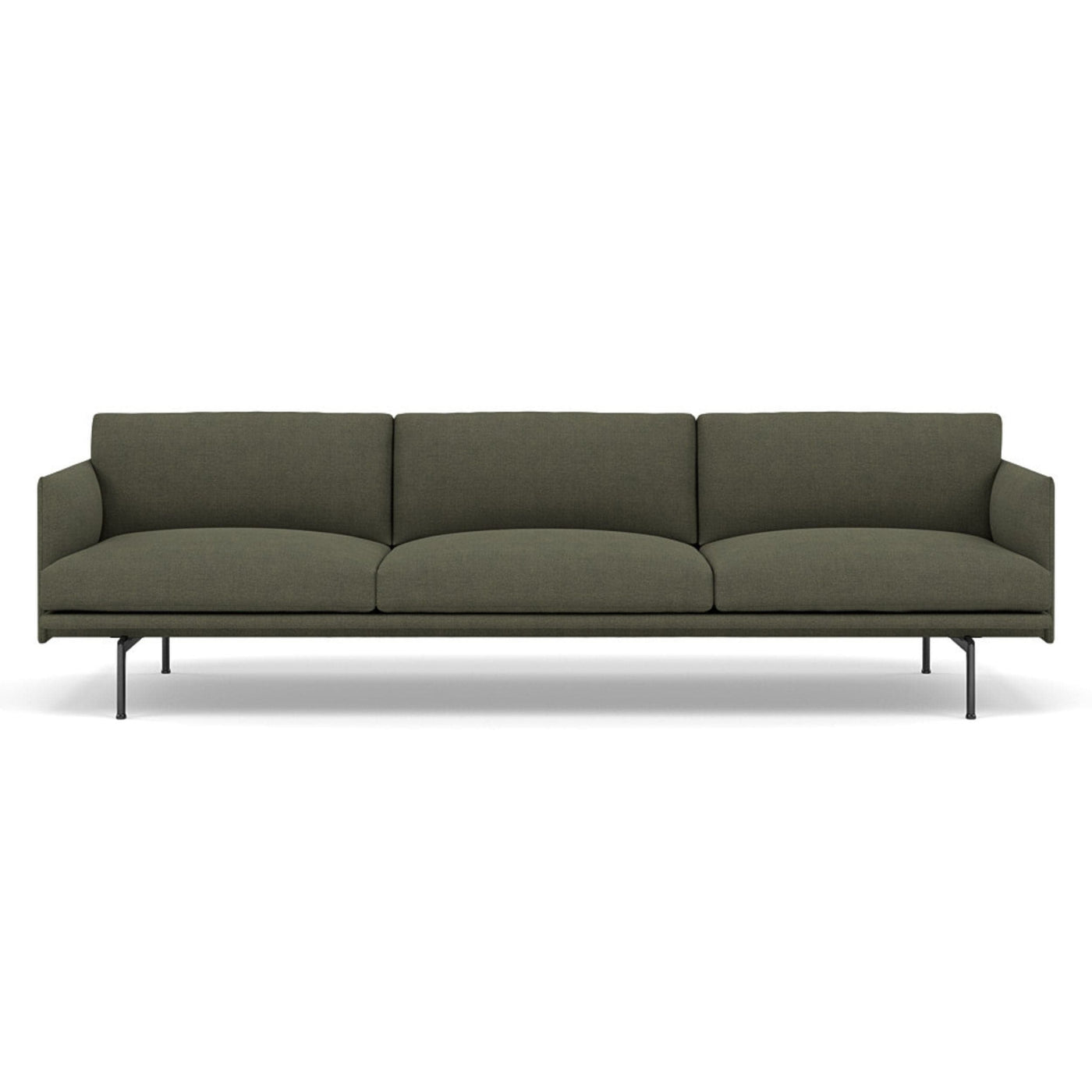 muuto outline 3.5 seater sofa in fiord 961 grey green and black legs. Made to order from someday designs. #colour_fiord-961