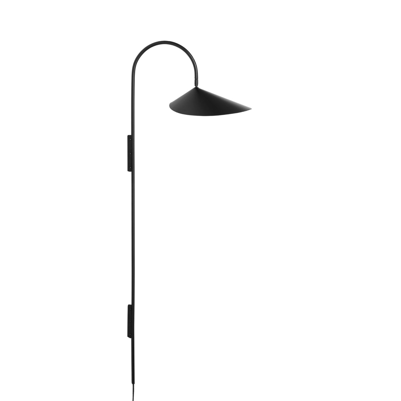 ferm living arum wall lamp tall black, ideal minimalist bedside light. Available to buy from someday designs. #colour_black
