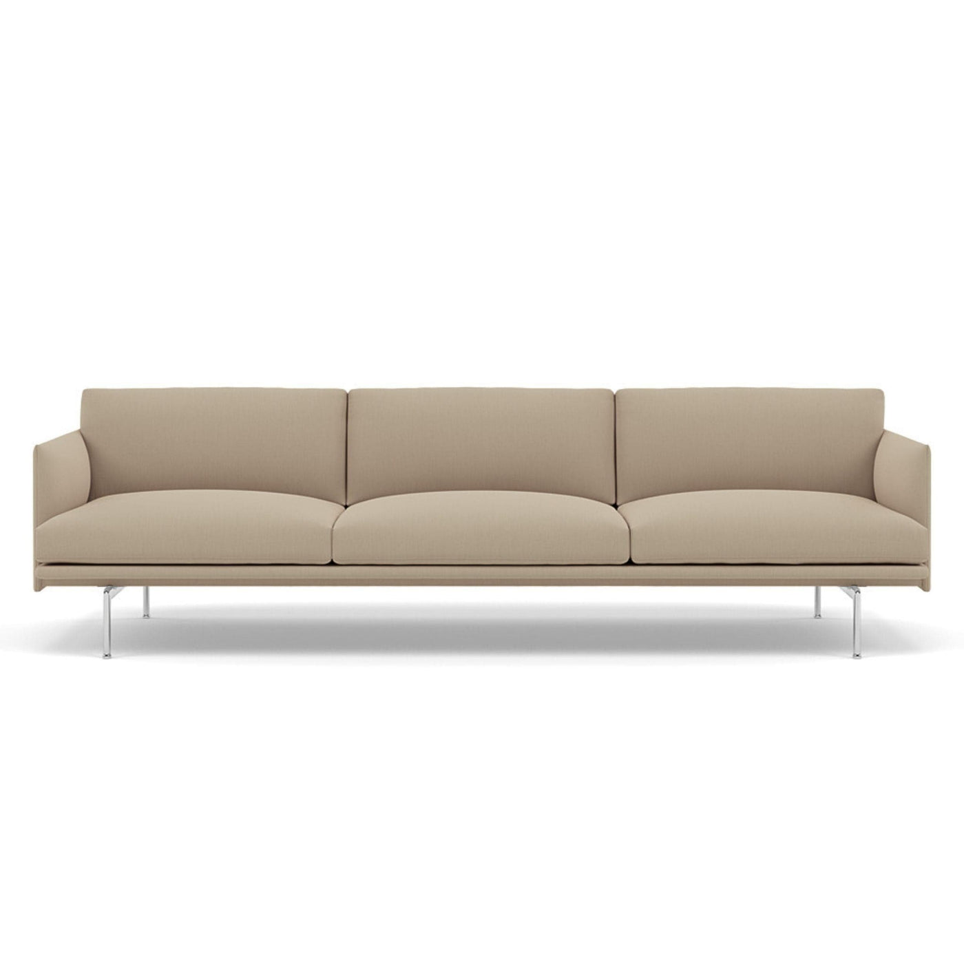 muuto outline 3.5 seater sofa in clara 248 natural fabric and polished aluminium legs. Made to order from someday designs. #colour_clara-248