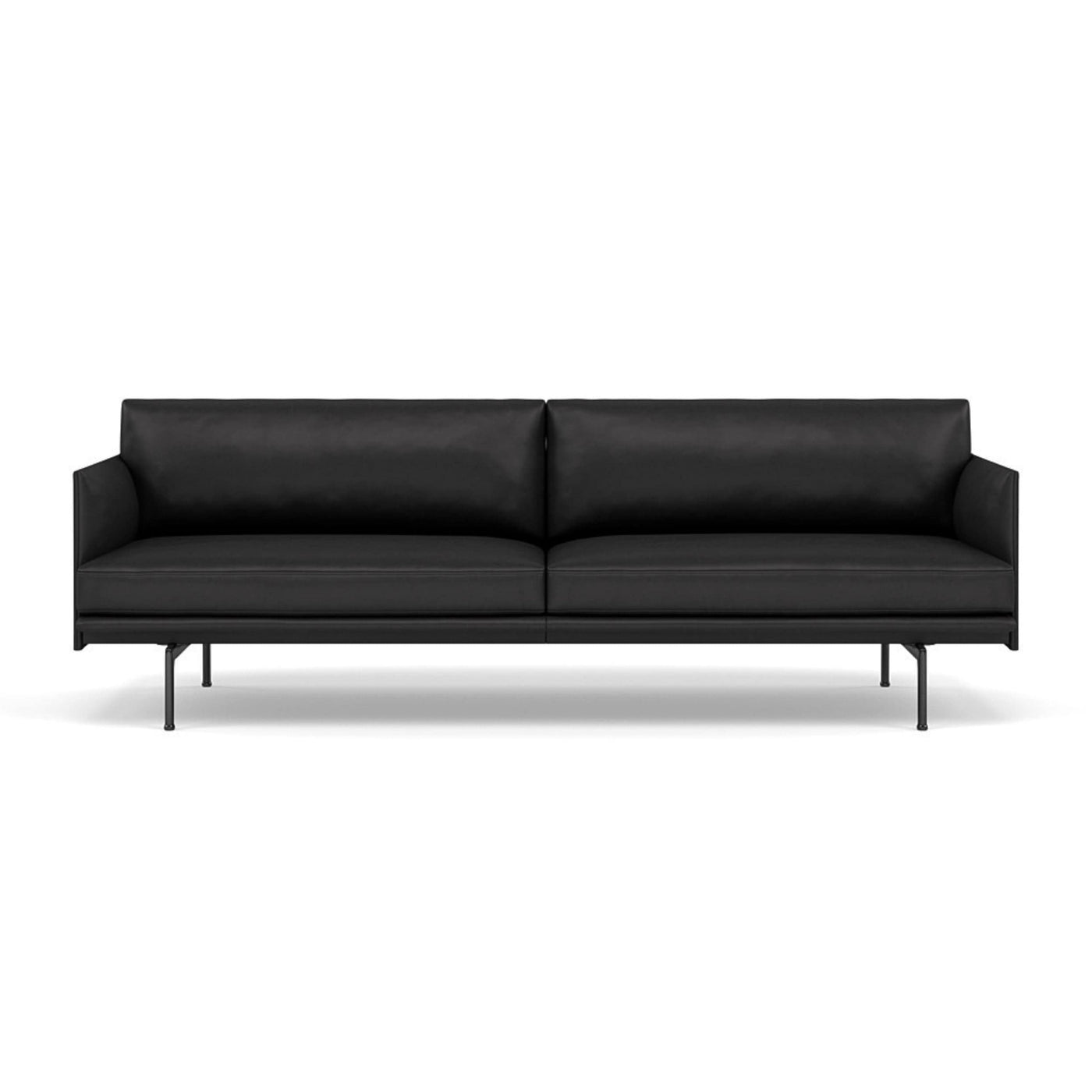 Muuto Outline  Studio Sofa 220 in black refine leather and black legs. Made to order from someday designs. #colour_black-refine-leather