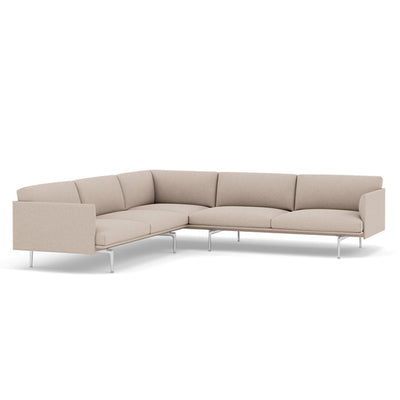 muuto outline corner sofa in divina md 213 natural fabric and polished aluminium legs. Made to order from someday designs. #colour_divina-md-213-natural