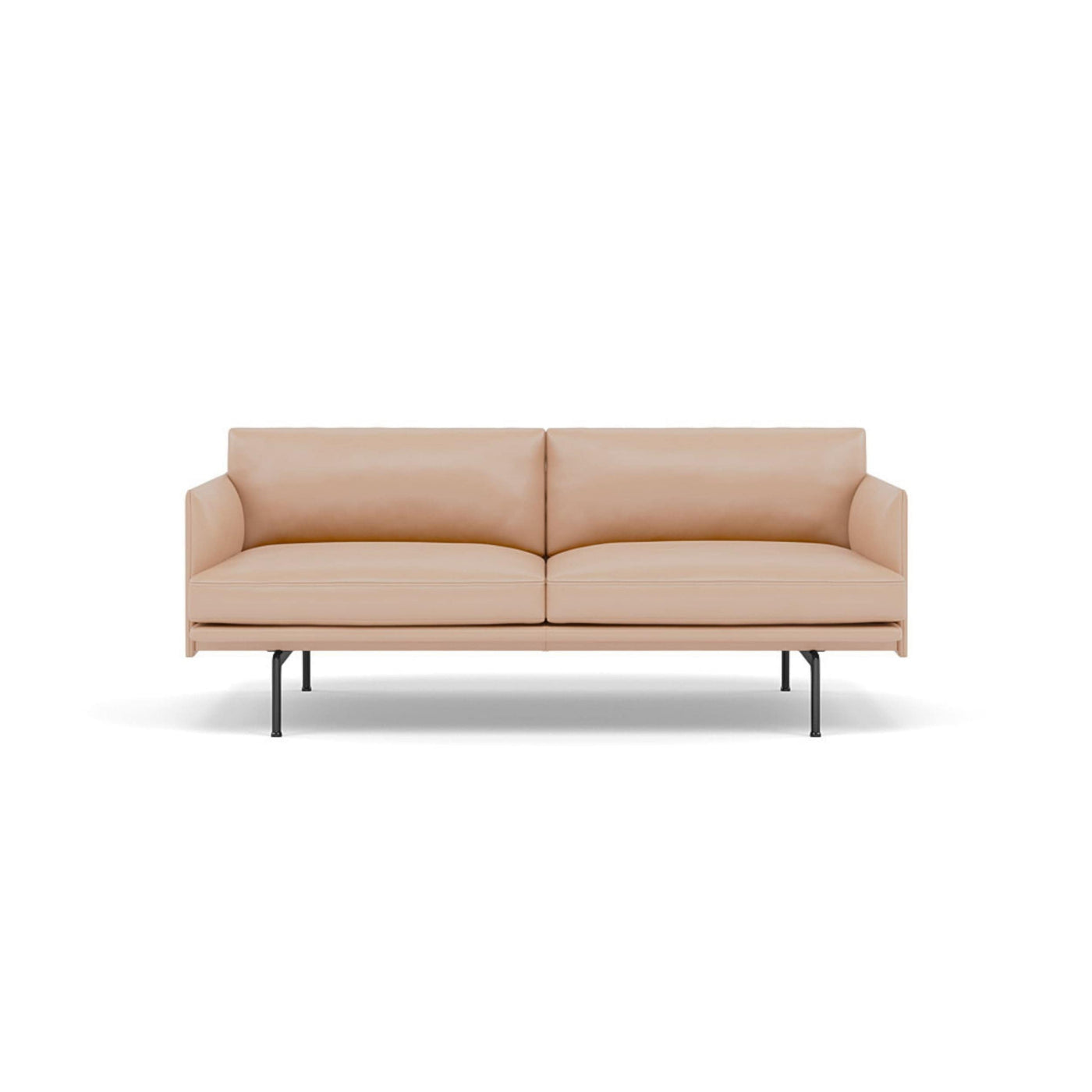 Muuto Outline 2 Seater sofa in beige refine leather and black legs. Made to order from someday designs. #colour_beige-refine-leather