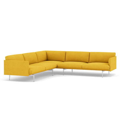 muuto outline corner sofa in hallingdal 457 yellow and polished aluminium legs. Made to order from someday designs. #colour_hallingdal-457