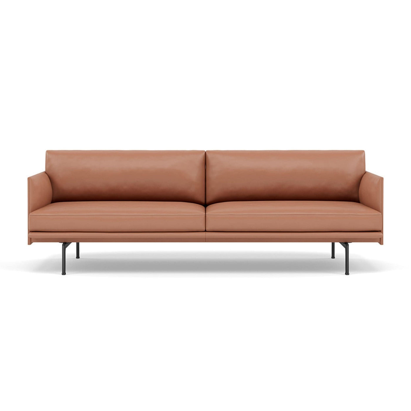 Muuto Outline  Studio Sofa 220 in cognac refine leather and black legs. Made to order from someday designs. #colour_cognac-refine-leather