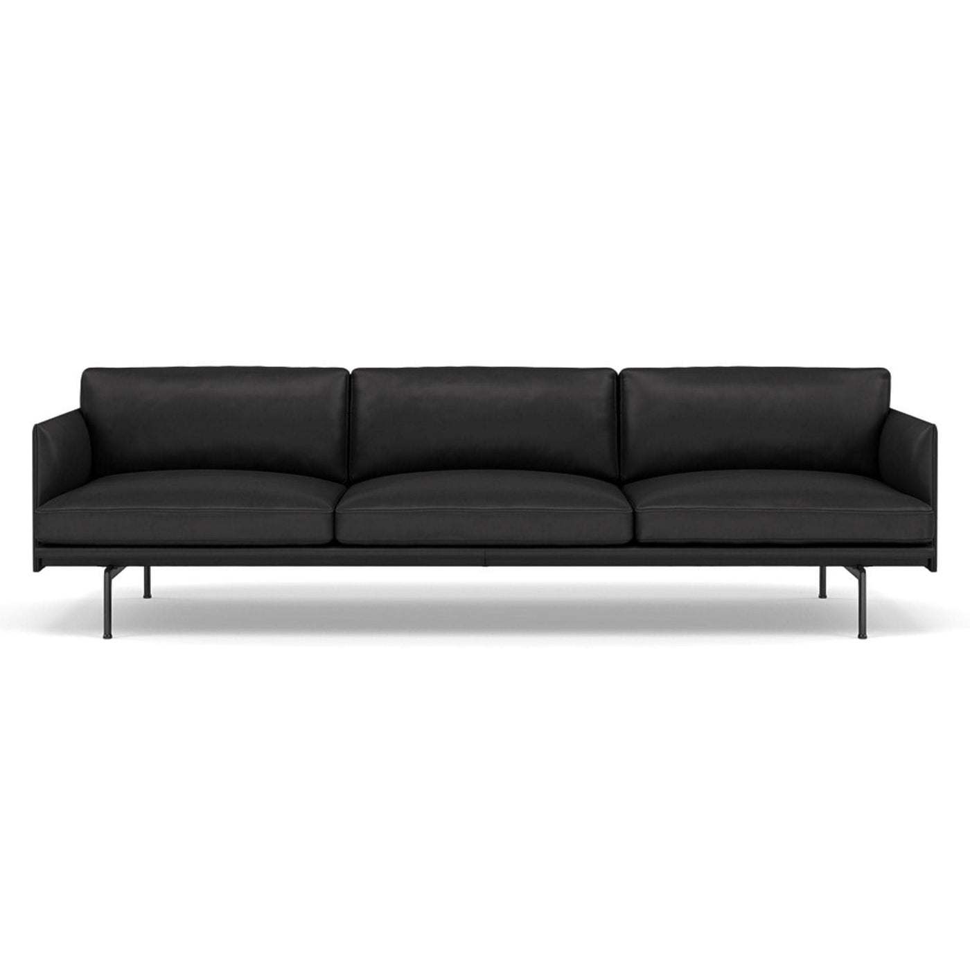 muuto outline 3.5 seater sofa in black refine leather and black legs. Made to order from someday designs. #colour_black-refine-leather