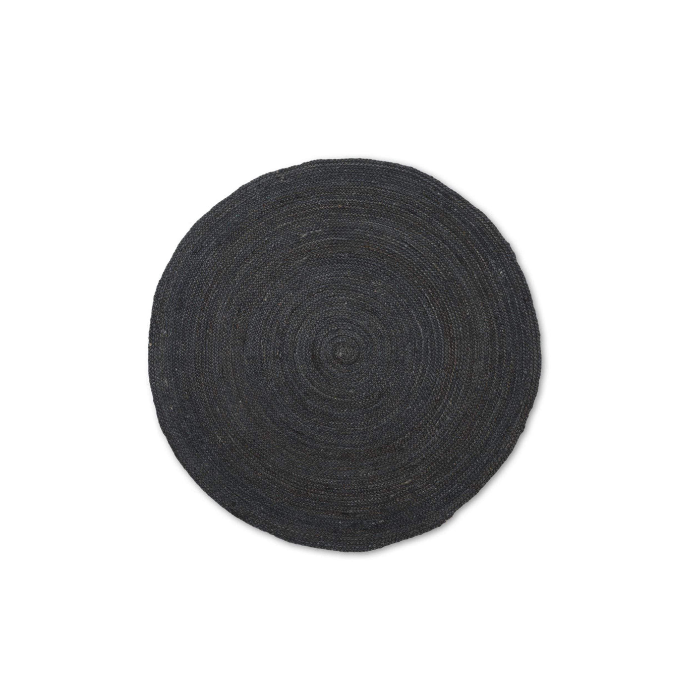 Ferm Living Eternal Jute Rug Round in black. Available from someday designs. #colour_black-jute