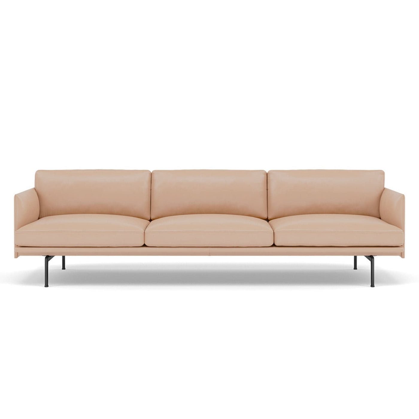 muuto outline 3.5 seater sofa in beige refine leather and black legs. Made to order from someday designs. #colour_beige-refine-leather