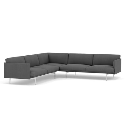 muuto outline corner sofa in remix 163 grey and polished aluminium legs. Made to order from someday designs. #colour_remix-163