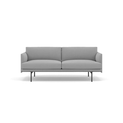 Muuto outline 2 seater sofa in steelcut trio 133 grey and black legs. #colour_steelcut-trio-133
