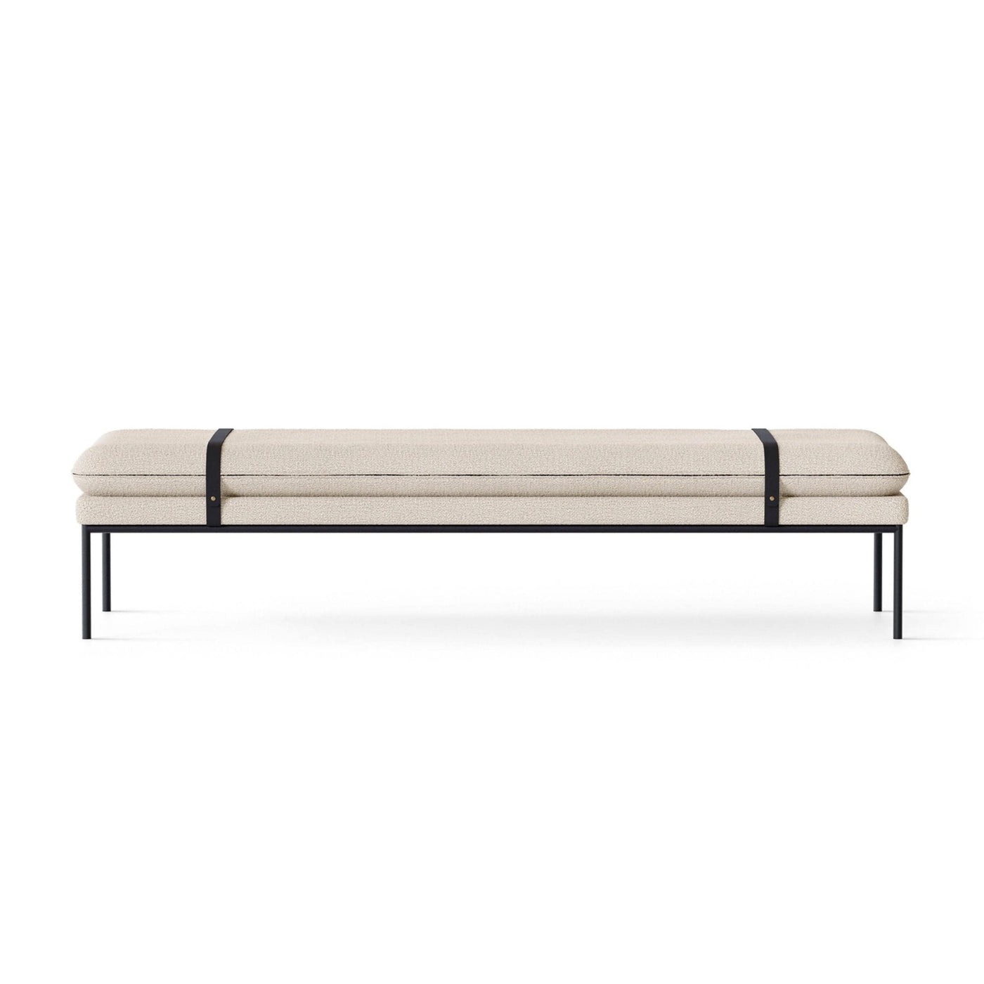 Ferm Living Turn Daybed with black straps and black frame. Made to order from someday designs. #colour_off-white-boucle