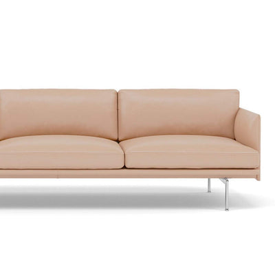 muuto outline corner sofa in beige refine leather and polished aluminium legs. Made to order from someday designs. #colour_beige-refine-leather