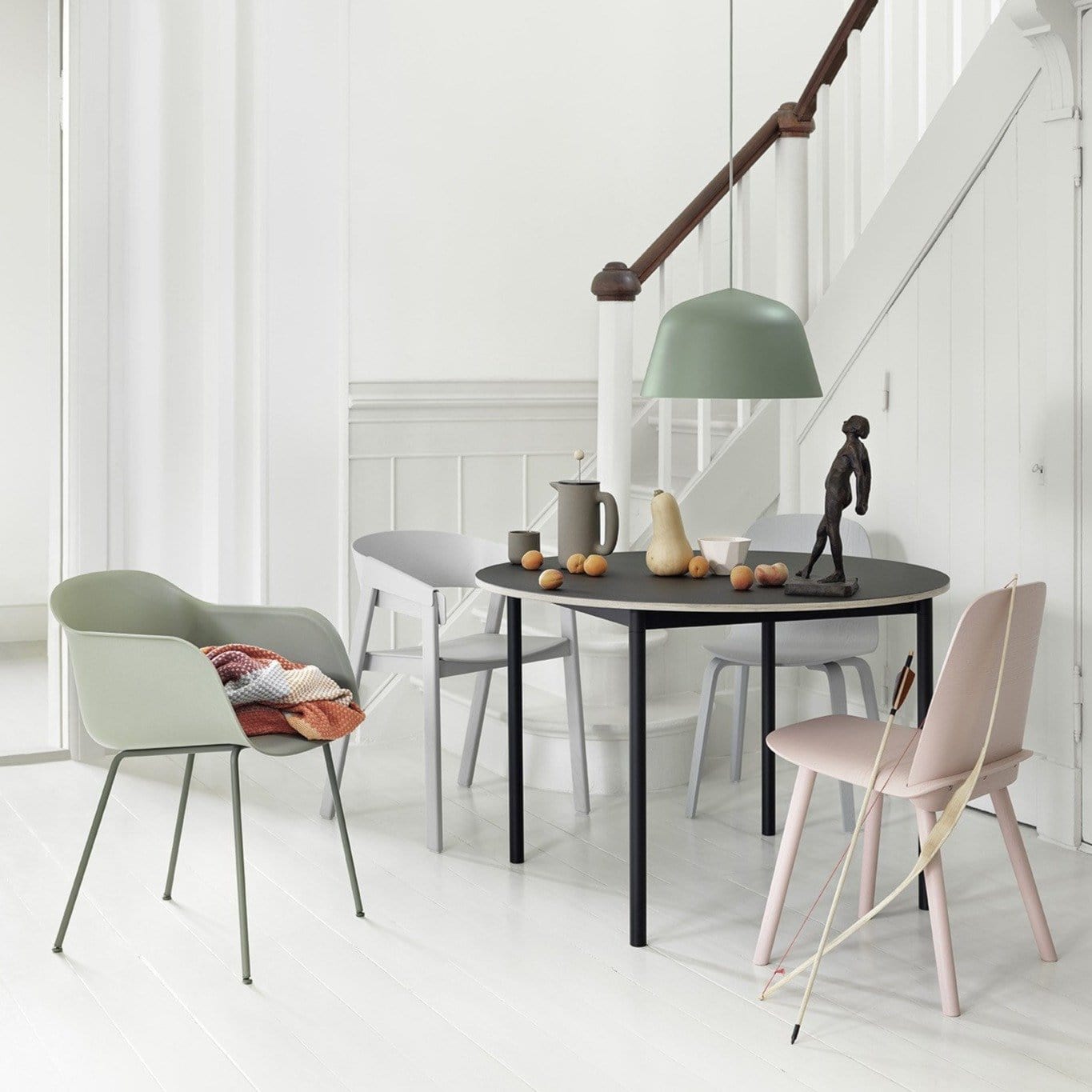 muuto fiber armchair tube base dining space available at someday designs. #colour_dusty-green