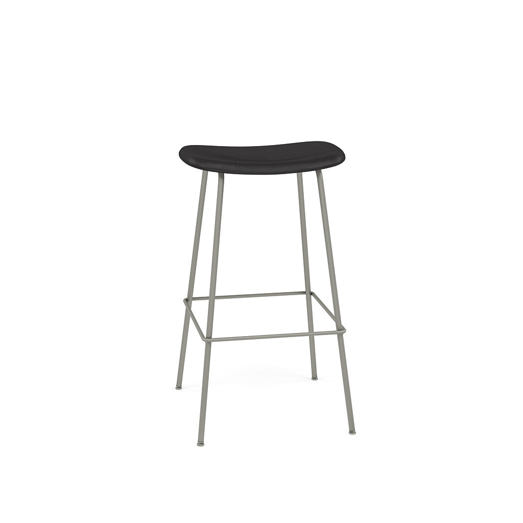 muuto fiber bar stool tube base 75cm available at someday designs. #colour_black-refine-leather